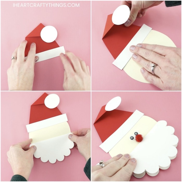 jak zrobić kartkę świąteczną ze świętym mikołajem krok 2
